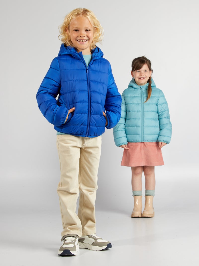 Piumino trapuntato con cappuccio AZZURO - Kiabi