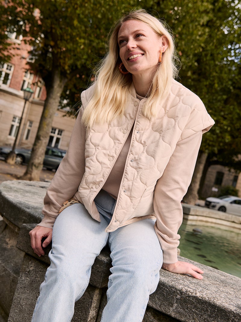 Piumino trapuntato con maniche staccabili BEIGE - Kiabi