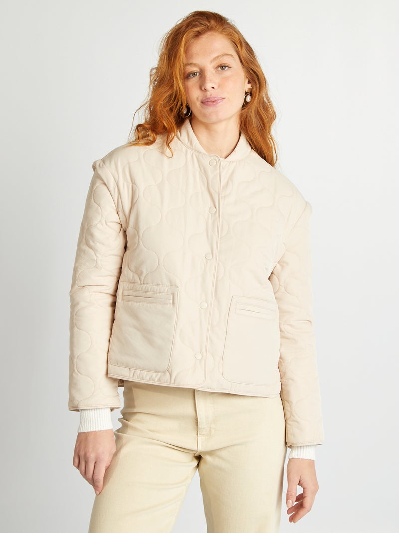 Piumino trapuntato con maniche staccabili BEIGE - Kiabi