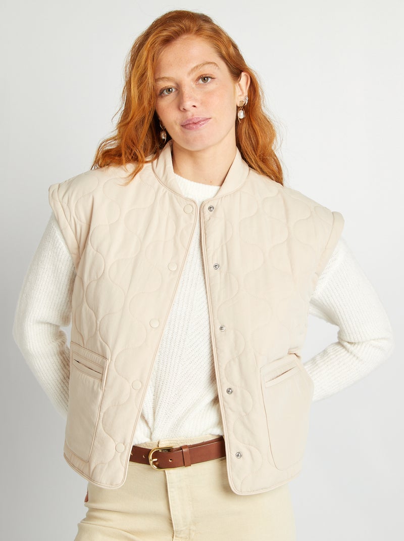 Piumino trapuntato con maniche staccabili BEIGE - Kiabi