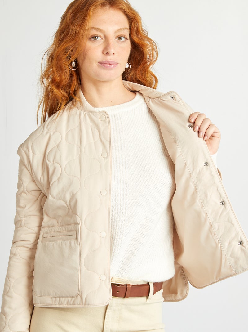 Piumino trapuntato con maniche staccabili BEIGE - Kiabi