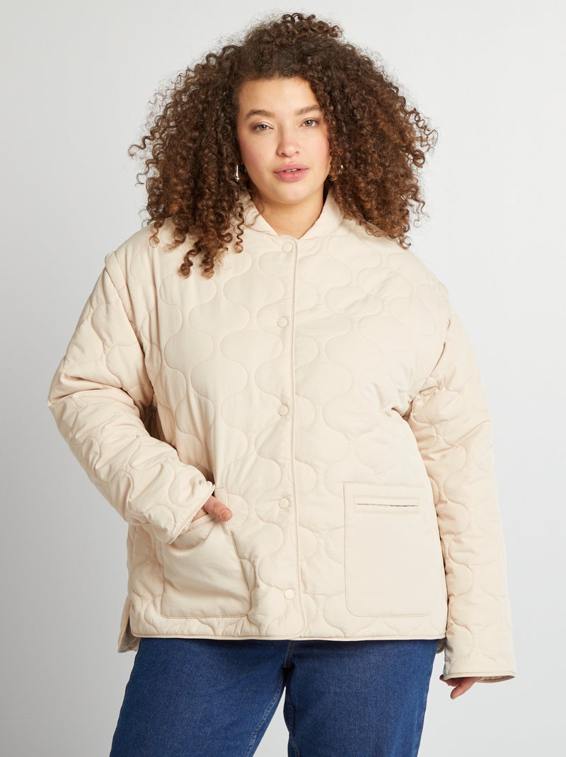 Piumino trapuntato con maniche staccabili BEIGE - Kiabi