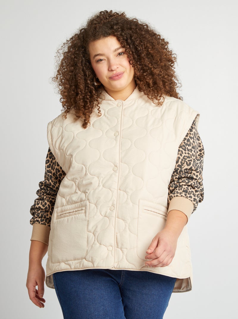 Piumino trapuntato con maniche staccabili BEIGE - Kiabi