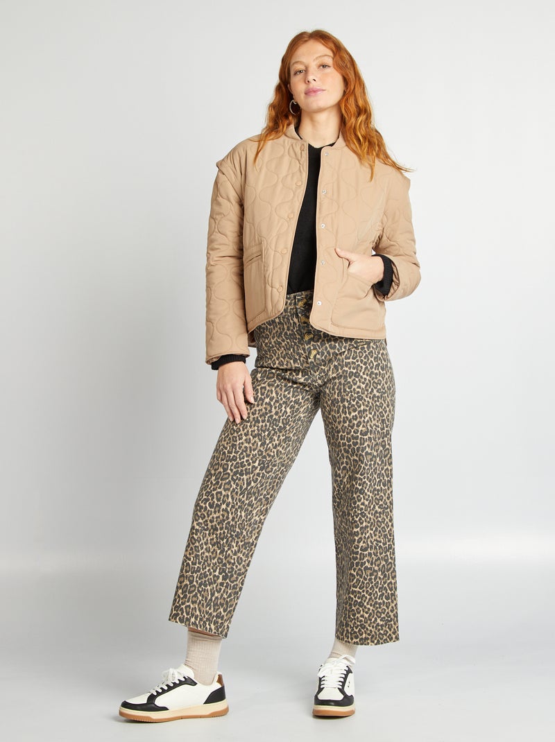 Piumino trapuntato con maniche staccabili MARRONE - Kiabi