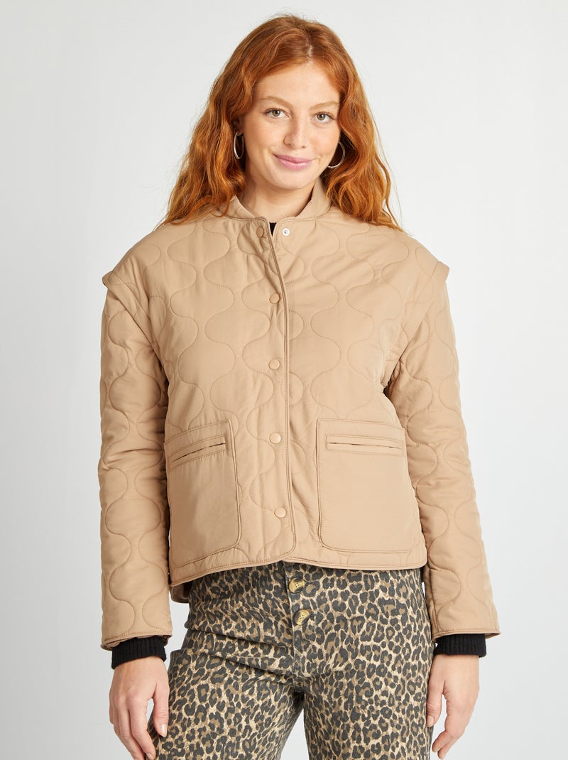 Piumino trapuntato con maniche staccabili MARRONE - Kiabi