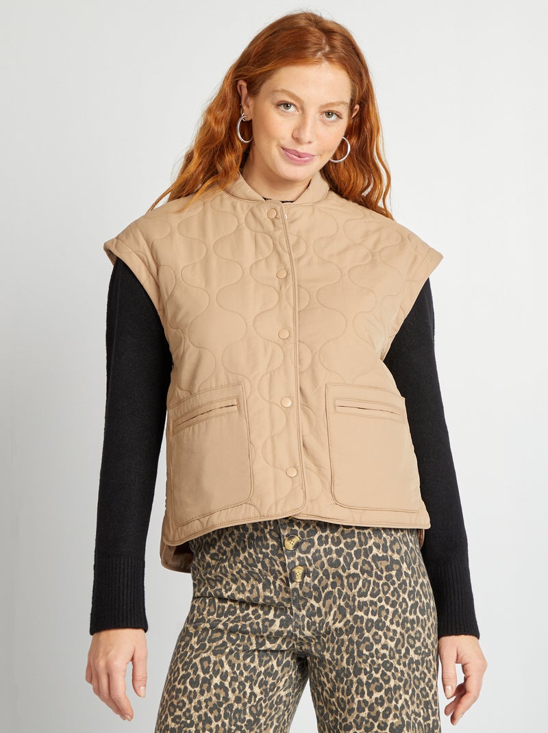 Piumino trapuntato con maniche staccabili MARRONE - Kiabi