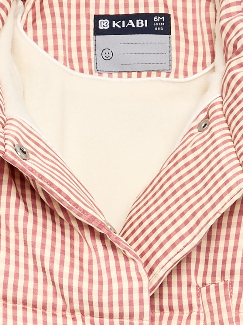 Piumino vichy foderato in pile Rosso - Kiabi