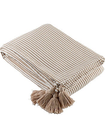 Plaid a righe con nappe