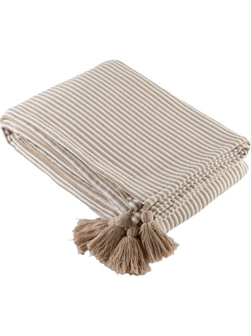 Plaid a righe con nappe - Kiabi Plaid a righe con nappe - Kiabi