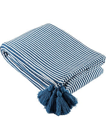 Plaid a righe con nappe