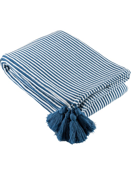 Plaid a righe con nappe - Kiabi Plaid a righe con nappe - Kiabi