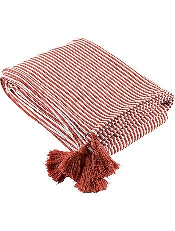 Plaid a righe con nappe