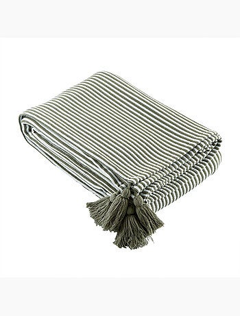 Plaid a righe con nappe