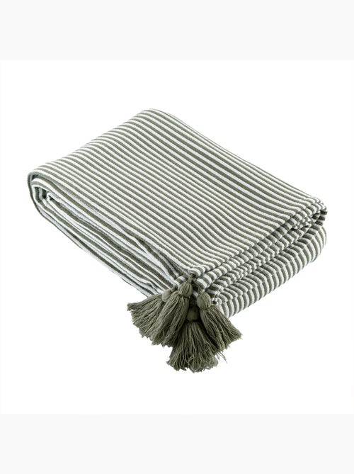 Plaid a righe con nappe - Kiabi Plaid a righe con nappe - Kiabi