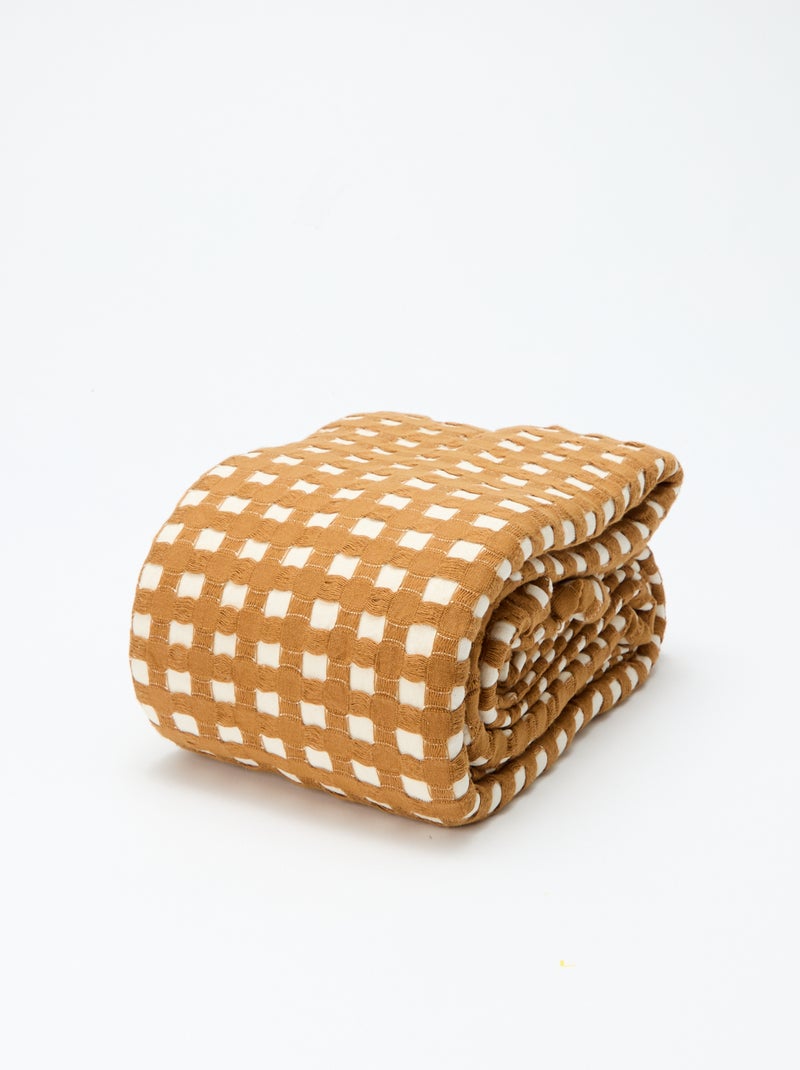Plaid bicolore con design goffrato (180 x 200 cm) Beige - Kiabi
