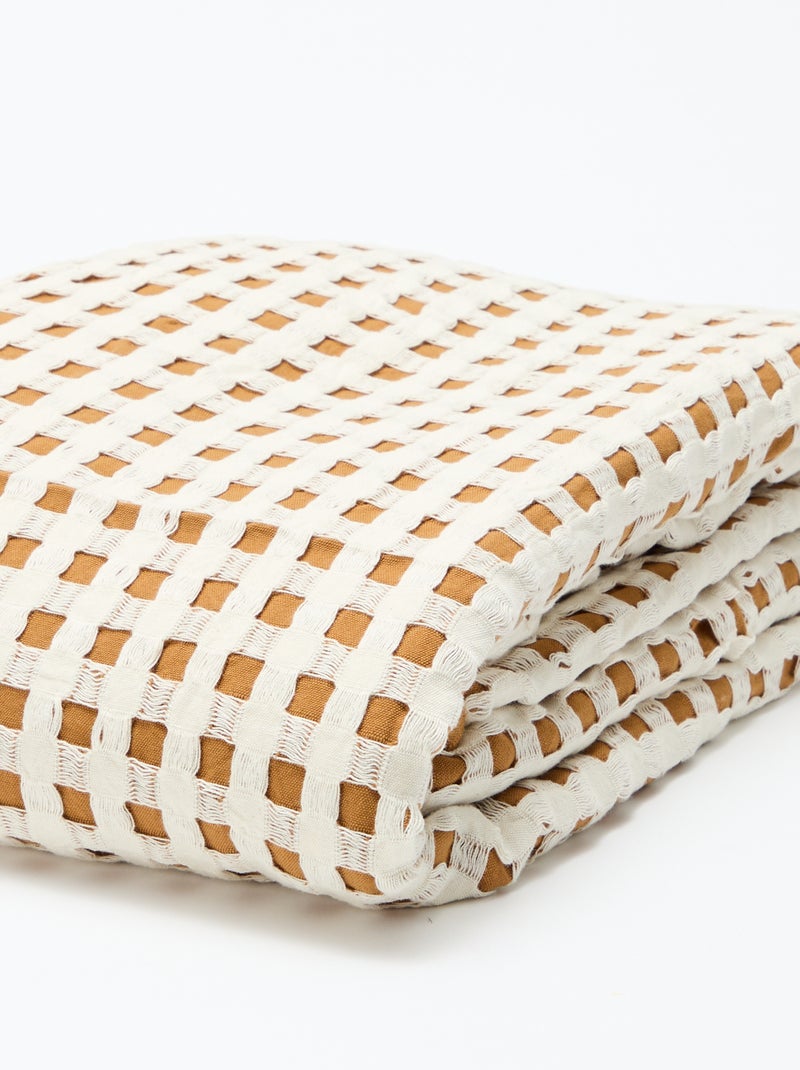 Plaid bicolore con design goffrato (180 x 200 cm) Beige - Kiabi