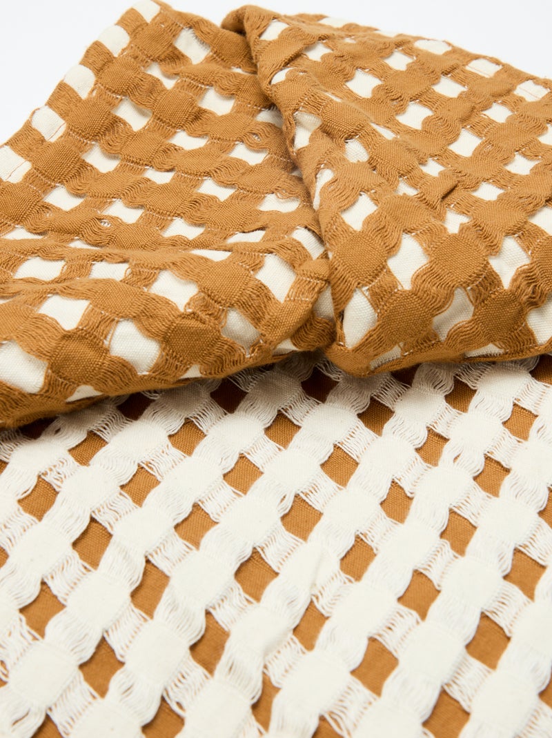 Plaid bicolore con design goffrato (180 x 200 cm) Beige - Kiabi