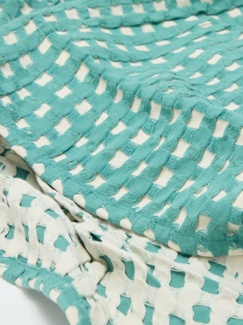 Plaid bicolore con design goffrato (180 x 200 cm) Verde - Kiabi