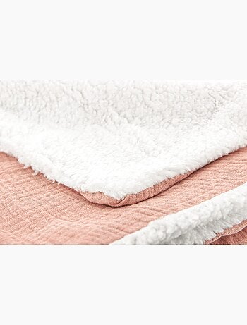 Plaid bimateriale garza di cotone e pile 130x170 cm