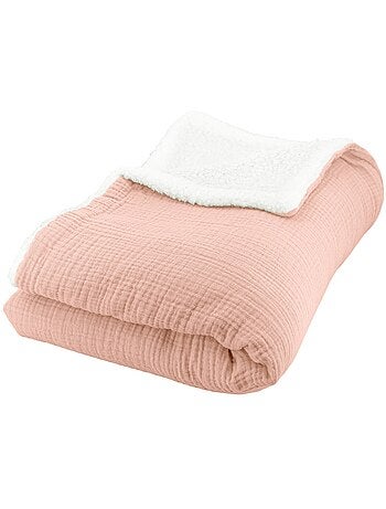 Plaid bimateriale garza di cotone e pile 130x170 cm