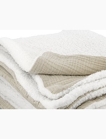 Plaid bimateriale garza di cotone e pile 130x170 cm