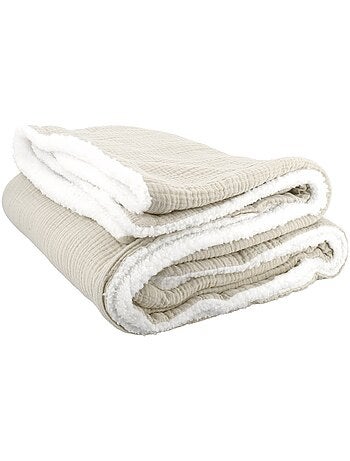 Plaid bimateriale garza di cotone e pile 130x170 cm