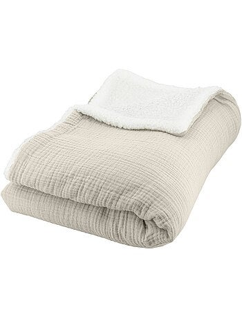 Plaid bimateriale garza di cotone e pile 130x170 cm