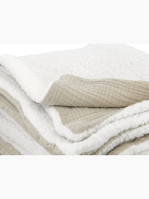 Plaid bimateriale garza di cotone e pile 130x170 cm - Kiabi Plaid bimateriale garza di cotone e pile 130x170 cm - Kiabi