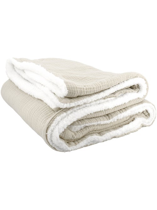 Plaid bimateriale garza di cotone e pile 130x170 cm - Kiabi Plaid bimateriale garza di cotone e pile 130x170 cm - Kiabi
