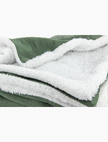 Plaid bimateriale garza di cotone e pile 130x170 cm