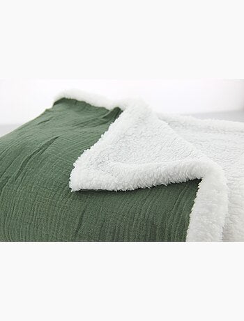 Plaid bimateriale garza di cotone e pile 130x170 cm