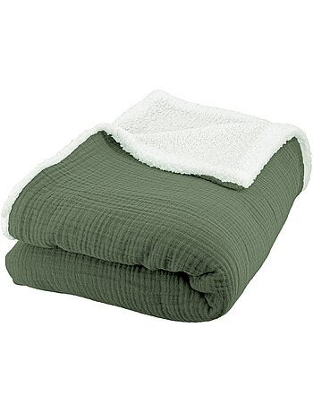 Plaid bimateriale garza di cotone e pile 130x170 cm