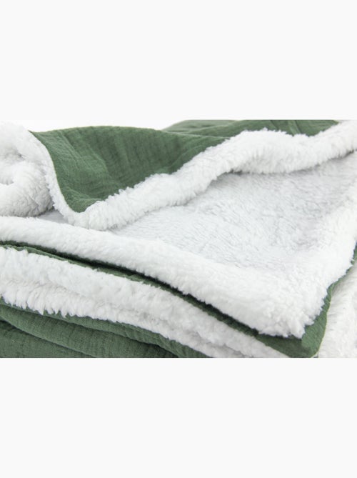 Plaid bimateriale garza di cotone e pile 130x170 cm - Kiabi Plaid bimateriale garza di cotone e pile 130x170 cm - Kiabi