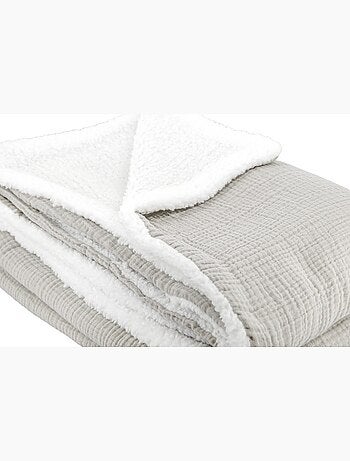Plaid bimateriale garza di cotone e pile 130x170 cm
