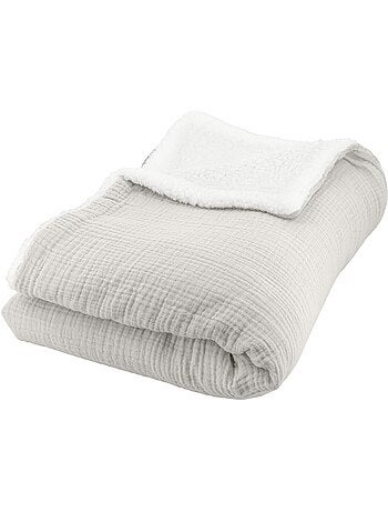 Plaid bimateriale garza di cotone e pile 130x170 cm