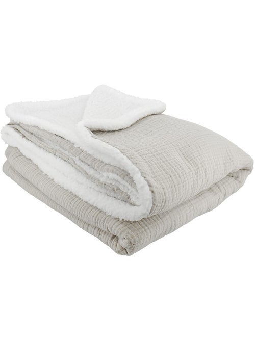 Plaid bimateriale garza di cotone e pile 130x170 cm - Kiabi