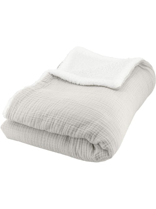 Plaid bimateriale garza di cotone e pile 130x170 cm - Kiabi