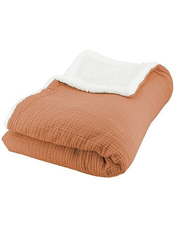 Plaid bimateriale garza di cotone e pile 130x170 cm