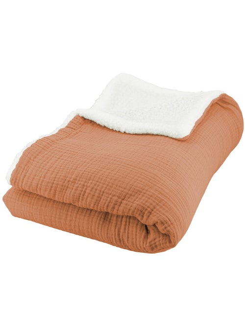 Plaid bimateriale garza di cotone e pile 130x170 cm - Kiabi Plaid bimateriale garza di cotone e pile 130x170 cm - Kiabi