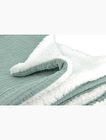 Plaid bimateriale garza di cotone e pile 130x170 cm