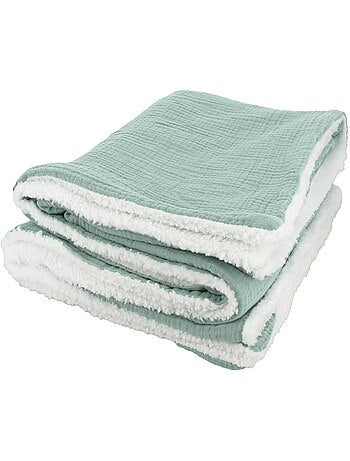 Plaid bimateriale garza di cotone e pile 130x170 cm