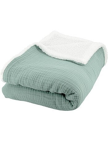 Plaid bimateriale garza di cotone e pile 130x170 cm