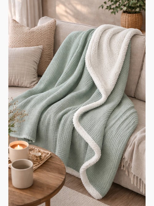 Plaid bimateriale garza di cotone e pile 130x170 cm - Kiabi Plaid bimateriale garza di cotone e pile 130x170 cm - Kiabi