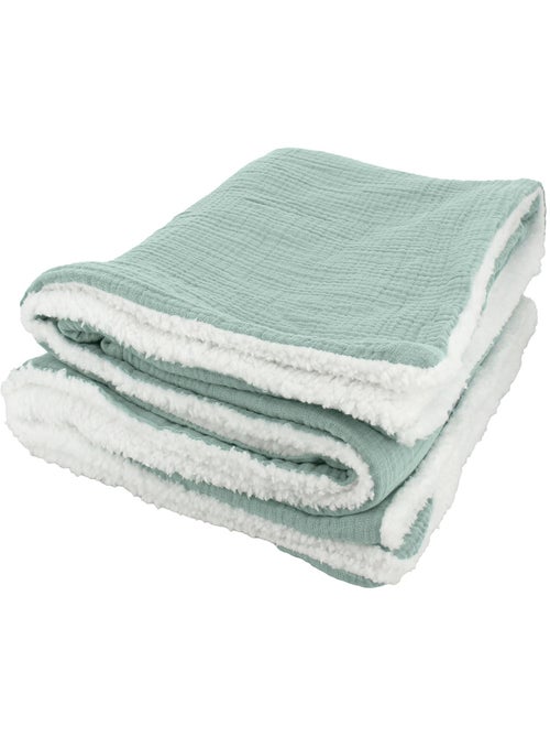 Plaid bimateriale garza di cotone e pile 130x170 cm - Kiabi Plaid bimateriale garza di cotone e pile 130x170 cm - Kiabi