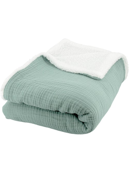 Plaid bimateriale garza di cotone e pile 130x170 cm - Kiabi Plaid bimateriale garza di cotone e pile 130x170 cm - Kiabi
