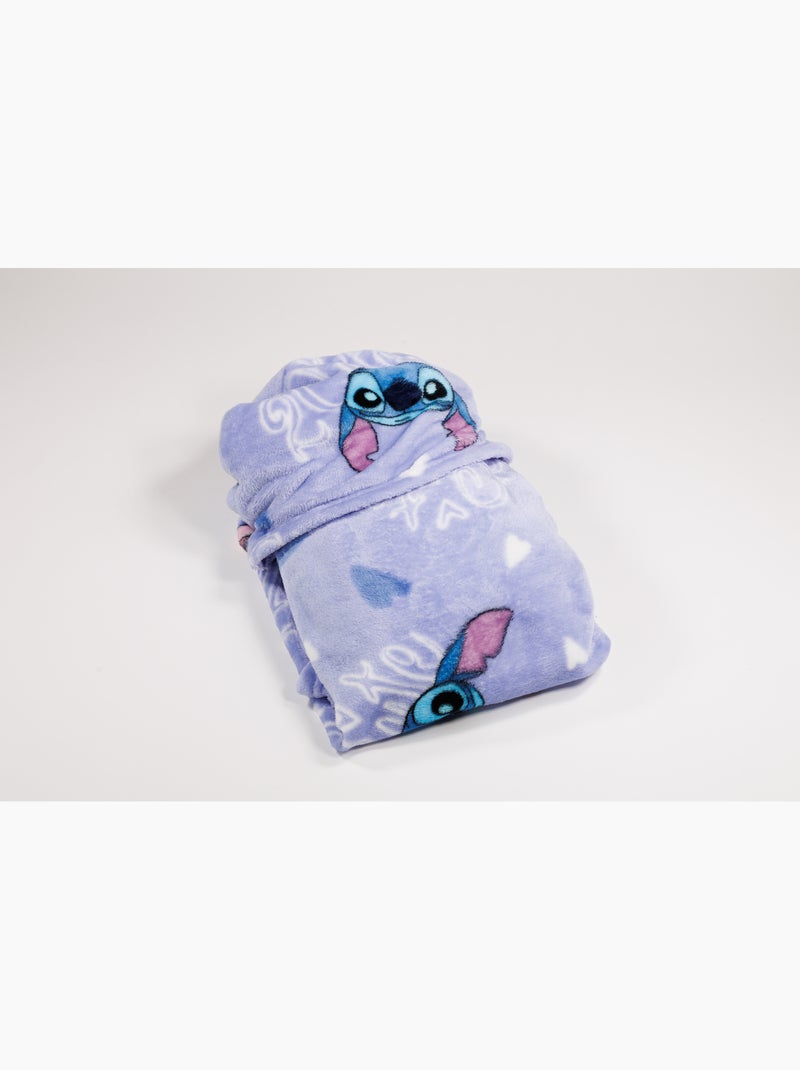 Plaid con Cappuccio Flanella Disney Stitch & Angel 2 Cute 120x150cm – All-Over Blu – 100% Poliestere Nero Malva - Kiabi