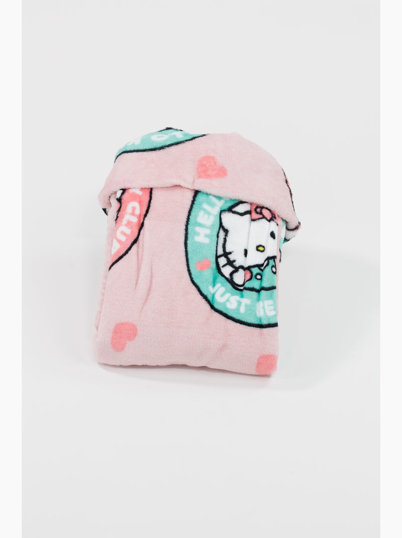 Plaid con Cappuccio Flanella Hello Kitty Club 120x150cm – Morbido e Caldo – Licenza Ufficiale Beige/Rosa - Kiabi