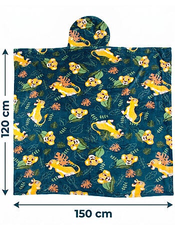 Plaid con Cappuccio Flanella Il Re Leone Simba 120x150cm – Morbido e Caldo – Licenza Ufficiale Disne