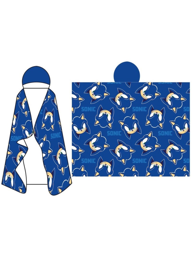 Plaid con Cappuccio Flanella Sonic the Hedgehog 120x150cm – Morbido e Caldo – Licenza Ufficiale SEGA Nero Blu - Kiabi