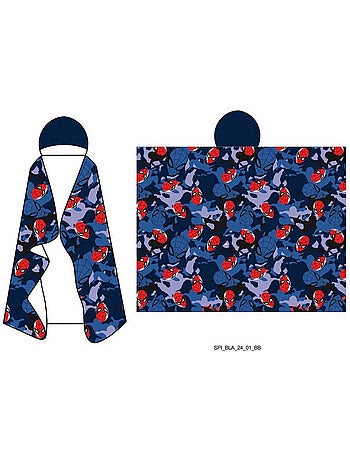 Plaid con Cappuccio Flanella Spider-Man Marvel 120x150cm – All-Over Camo – Licenza Ufficiale Marvel